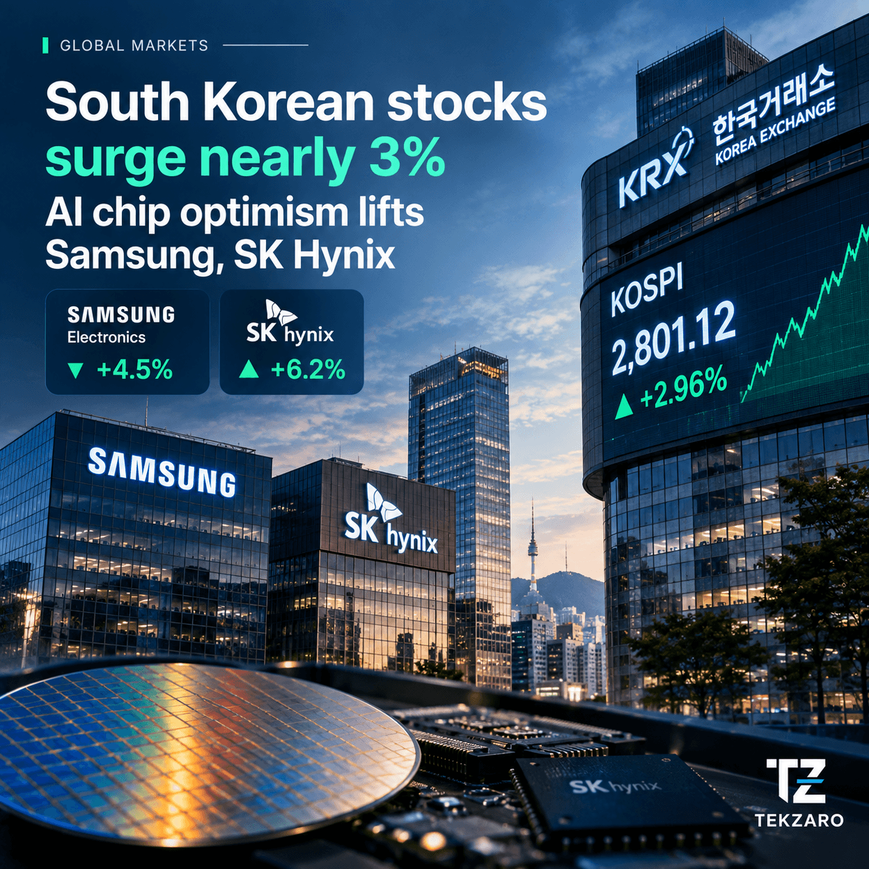 South Korean Stocks Jump Nearly 3% on Renewed AI Chip Optimism