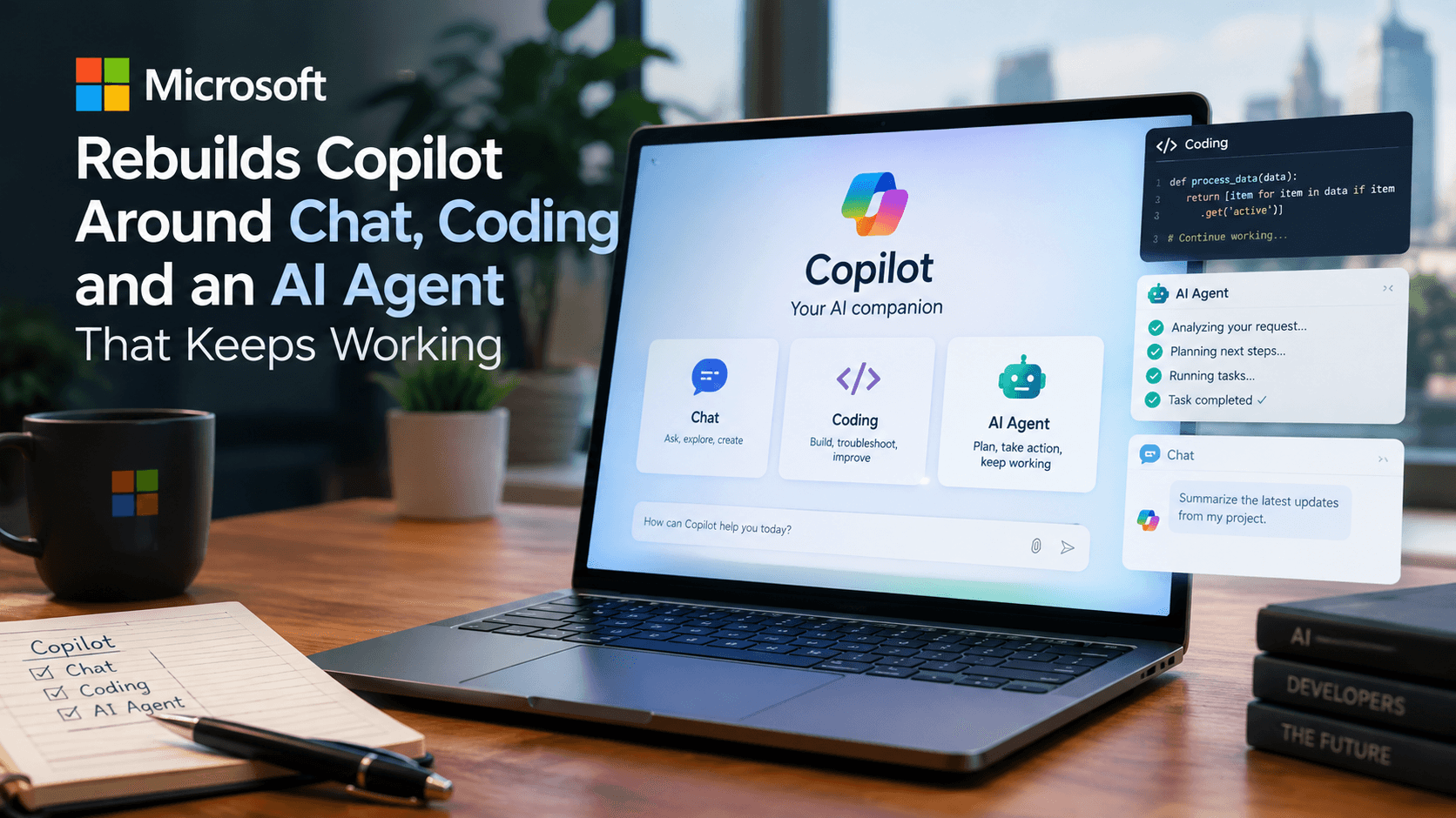 Microsoft Rebuilds Copilot Around Chat, Coding and an AI Agent That Keeps Working