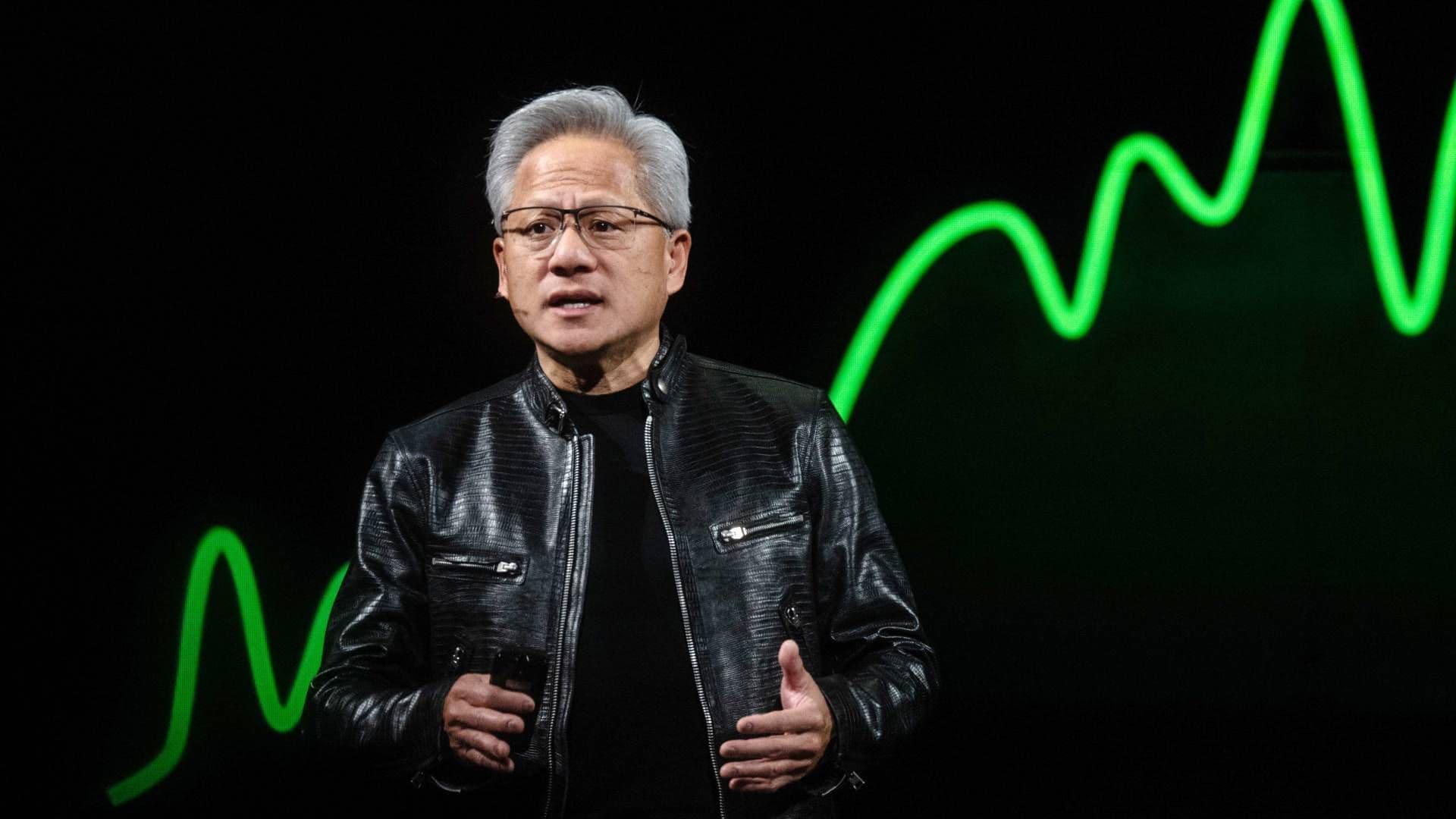 Jensen Huang, chief executive officer of Nvidia Corp., speaks at the Nvidia GTC event on the sidelines of Computex 2026 in Taipei, Taiwan, on Monday, June 1, 2026.