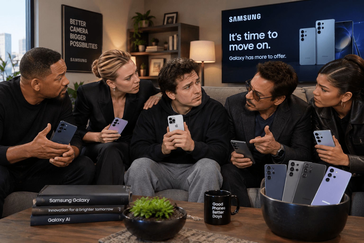 Samsung stages a celebrity intervention for anyone still clinging to an iPhone